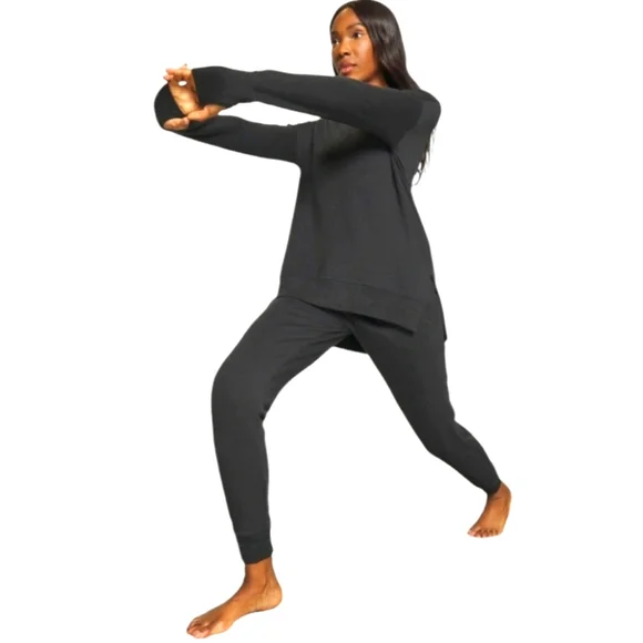 Athleta Soft Coaster Charcoal Gray Luxe V-Neck Sweatshirt. Size L - Picture 5 of 12